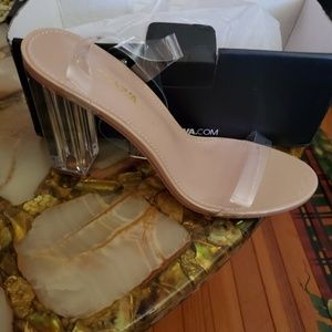 Fashion Nova Glass heels. Size 10 but fits like 9.